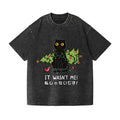 Christmas Black Cat Vintage Wash Japanese Design T-Shirt