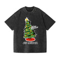 Christmas Tree Cat Vintage Wash Japanese Design T-Shirt