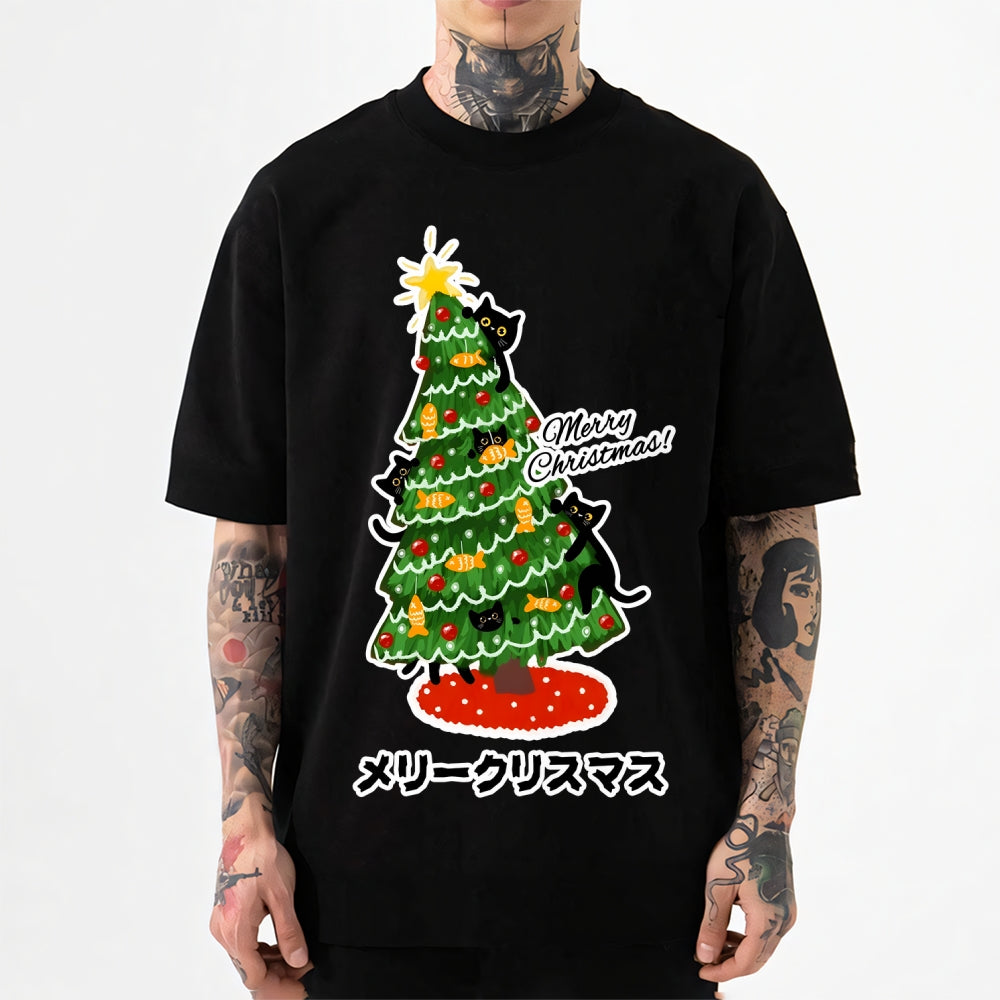Christmas Tree Cat Japanese Style Classic Tee