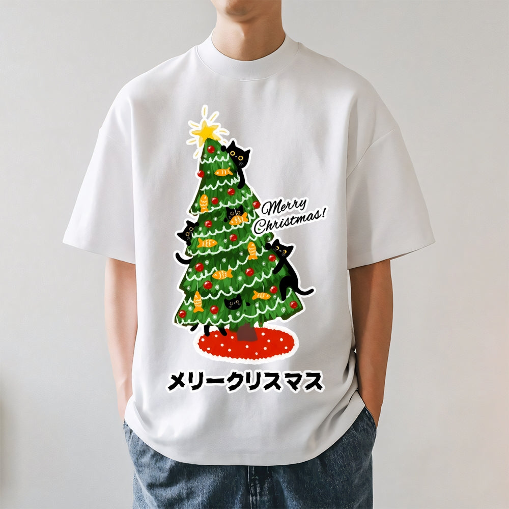 Christmas Tree Cat Japanese Style Classic Tee
