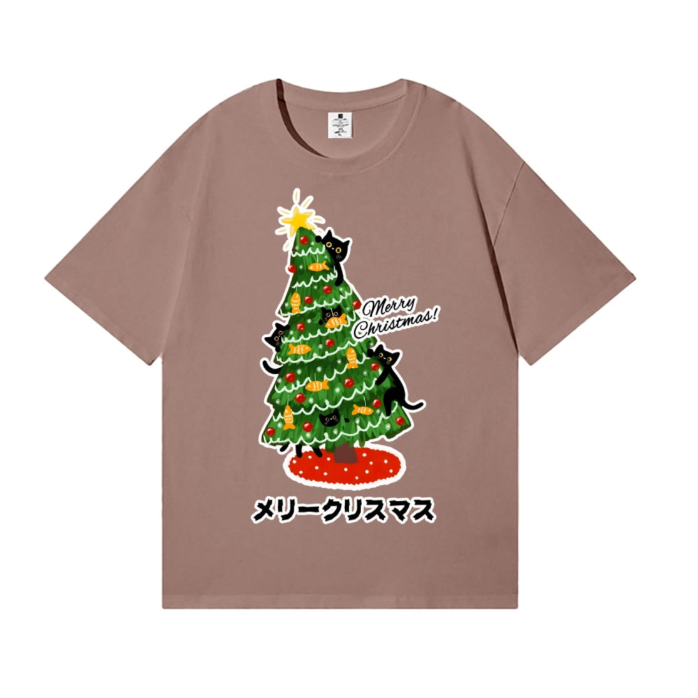 Christmas Tree Cat Japanese Style Classic Tee