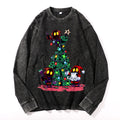 Christmas Tree Vintage Cotton Wash Crewneck Long-Sleeve T-Shirt