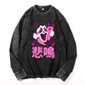 Faceless Man Yokai Vintage Cotton Wash Crewneck Long-Sleeve T-Shirt