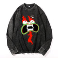 Fire Dragon Vintage Cotton Wash Crewneck Long-Sleeve T-Shirt