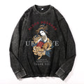 Ukiyo-e Geisha Vintage Cotton Wash Crewneck Long-Sleeve T-Shirt
