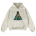 Christmas Yarn Cat Vintage Washed Thick Cotton Hoodie