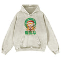 Christmas Lucky Cat Vintage Washed Thick Cotton Hoodie