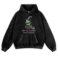Frog Driving A Balance Car Vintage Washed Thick Cotton Hoodie
