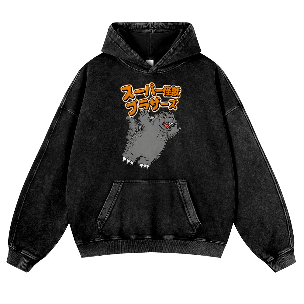 Kaiju Vintage Washed Thick Cotton Hoodie