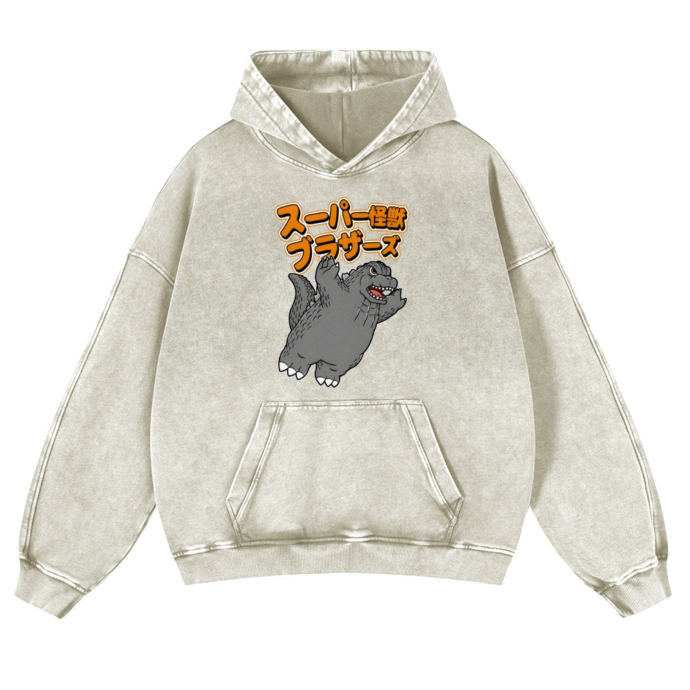 Kaiju Vintage Washed Thick Cotton Hoodie