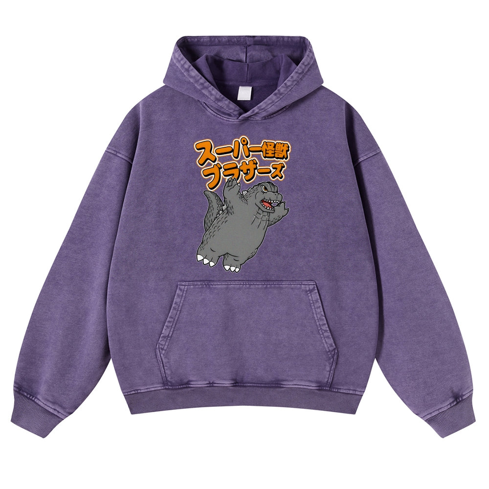 Kaiju Vintage Washed Thick Cotton Hoodie