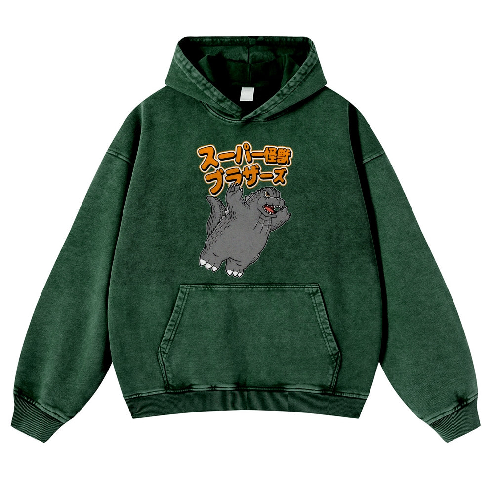 Kaiju Vintage Washed Thick Cotton Hoodie