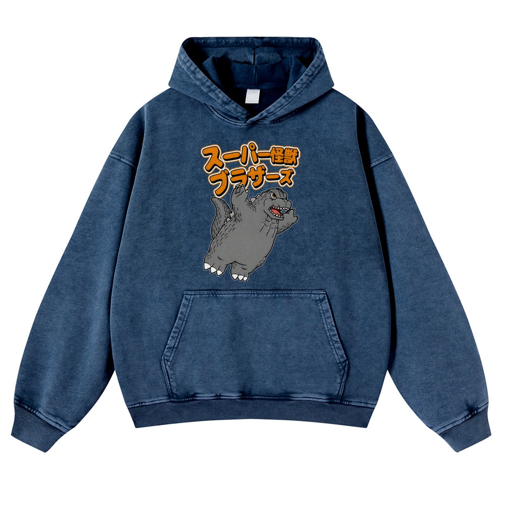 Kaiju Vintage Washed Thick Cotton Hoodie