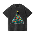 Christmas Yarn Cat Vintage Wash Japanese Design T-Shirt