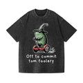 Frog Driving A Balance Car Vintage Wash Japanese Design T-Shirt