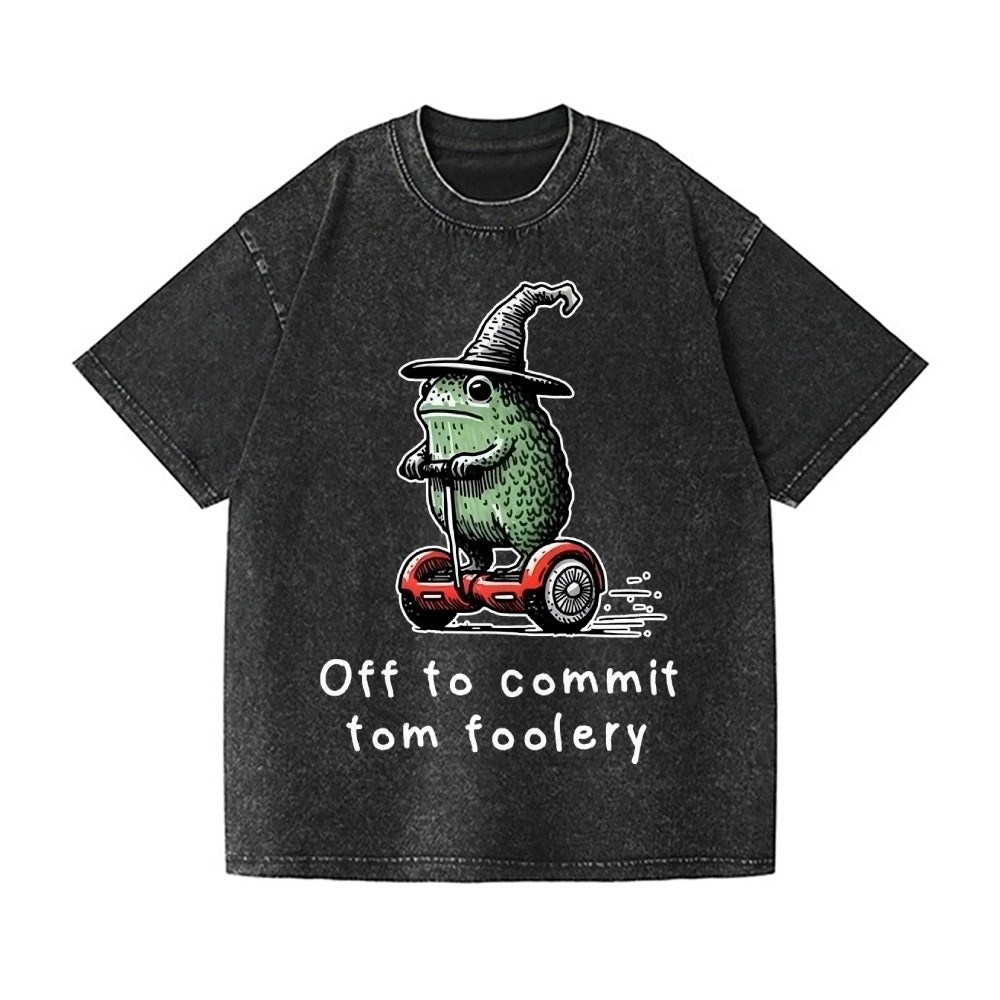 Frog Driving A Balance Car Vintage Wash Japanese Design T-Shirt