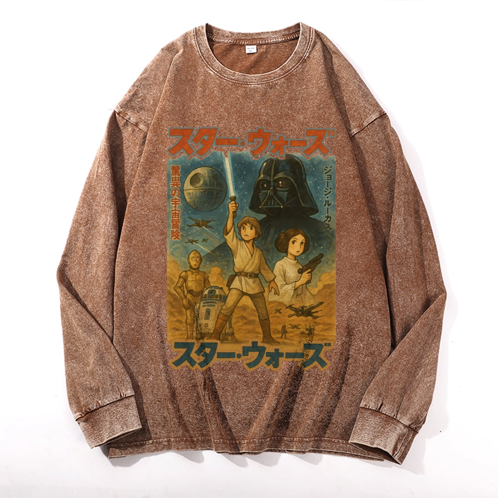 Star Wars Vintage Cotton Wash Crewneck Long-Sleeve T-Shirt