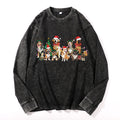 Christmas Puppy Tribe Vintage Cotton Wash Crewneck Long-Sleeve T-Shirt