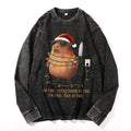 Capybara Christmas: I'm fine Vintage Cotton Wash Crewneck Long-Sleeve T-Shirt