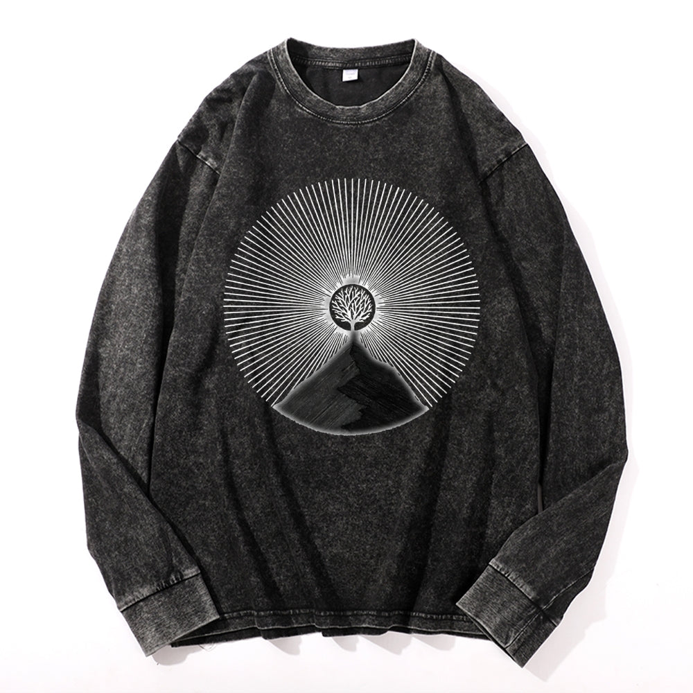 Your Mountain Vintage Cotton Wash Crewneck Long-Sleeve T-Shirt