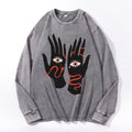 The Eyes Will Not Deceive You Vintage Cotton Wash Crewneck Long-Sleeve T-Shirt