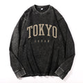 Tokyo Vintage Cotton Wash Crewneck Long-Sleeve T-Shirt