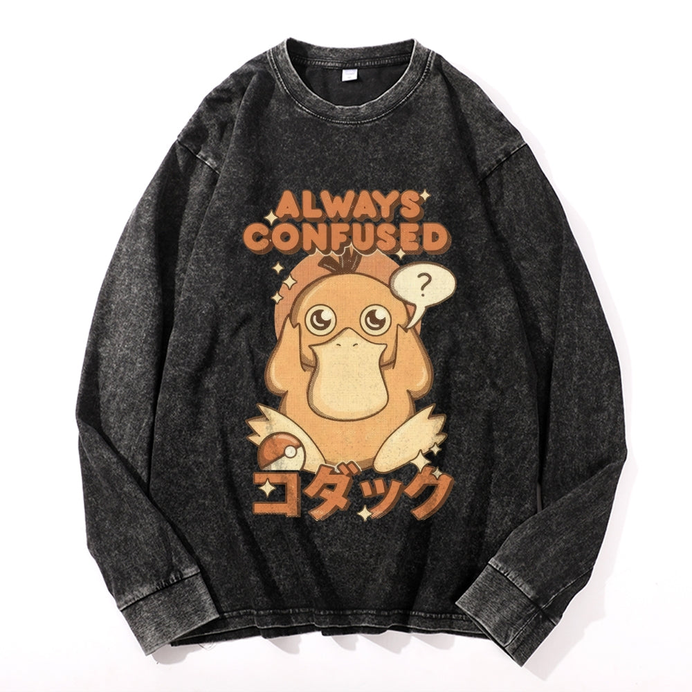 Duck Vintage Cotton Wash Crewneck Long-Sleeve T-Shirt