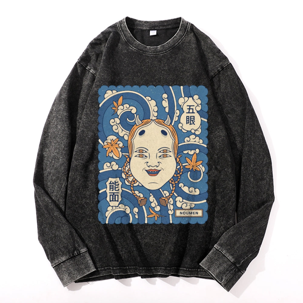 Noumen Vintage Cotton Wash Crewneck Long-Sleeve T-Shirt