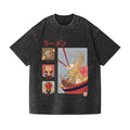 Ramen Cat Vintage Wash Japanese Design T-Shirt