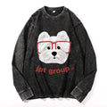 Dog Vintage Cotton Wash Crewneck Long-Sleeve T-Shirt