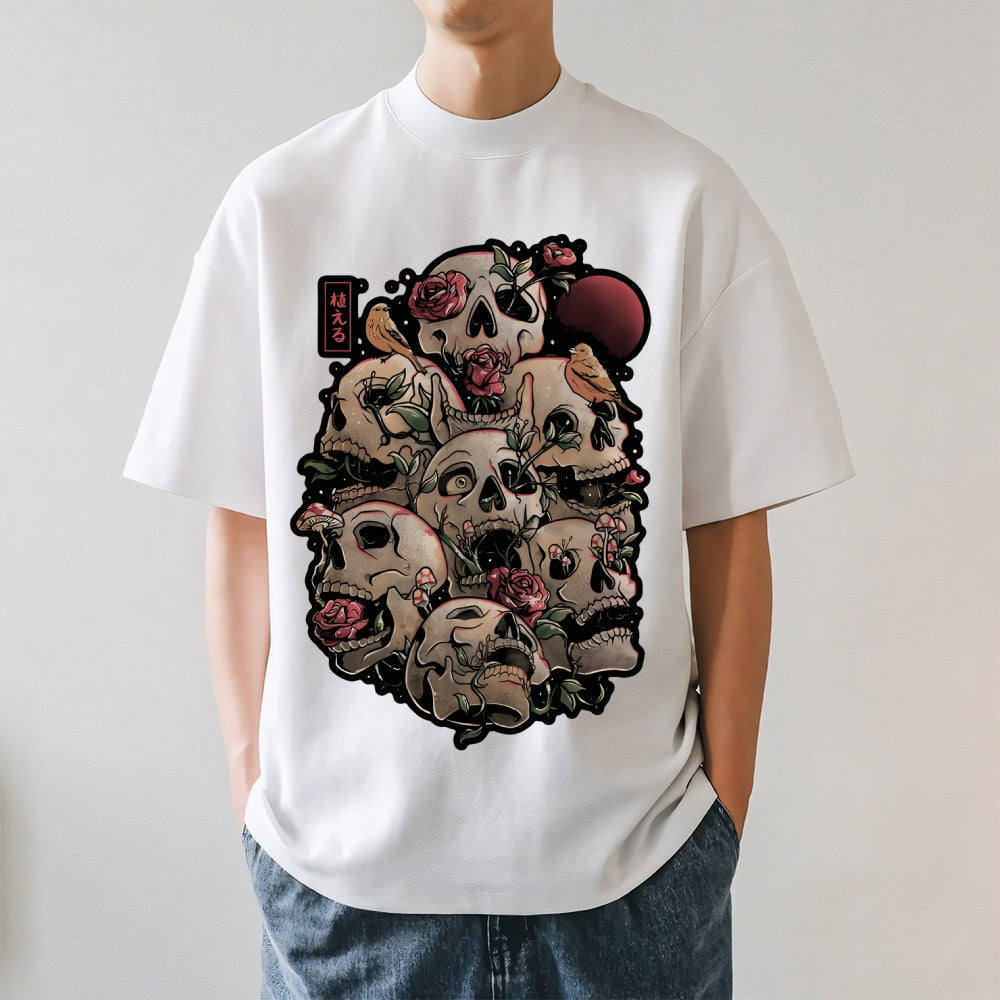 Skull Horror Flowers Japanese Style Classic Tee