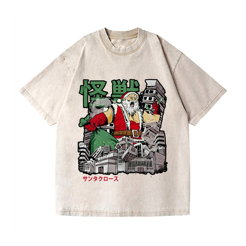 Kaiju Santa Claus Vintage Wash Japanese Design T-Shirt