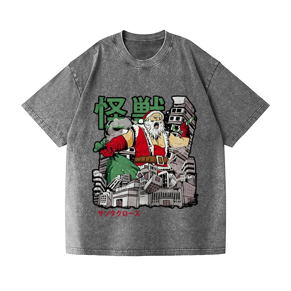 Kaiju Santa Claus Vintage Wash Japanese Design T-Shirt