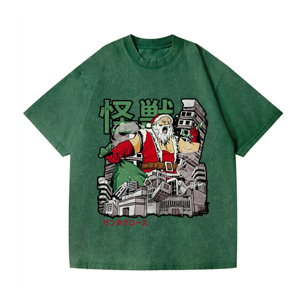 Kaiju Santa Claus Vintage Wash Japanese Design T-Shirt