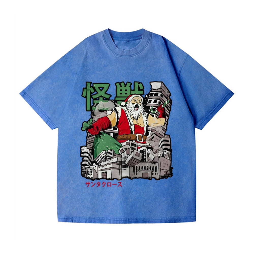 Kaiju Santa Claus Vintage Wash Japanese Design T-Shirt