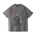 Black Cat Vintage Wash Japanese Design T-Shirt