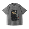 Cat Fish Vintage Wash Japanese Design T-Shirt