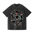Christmas Cat Vintage Wash Japanese Design T-Shirt