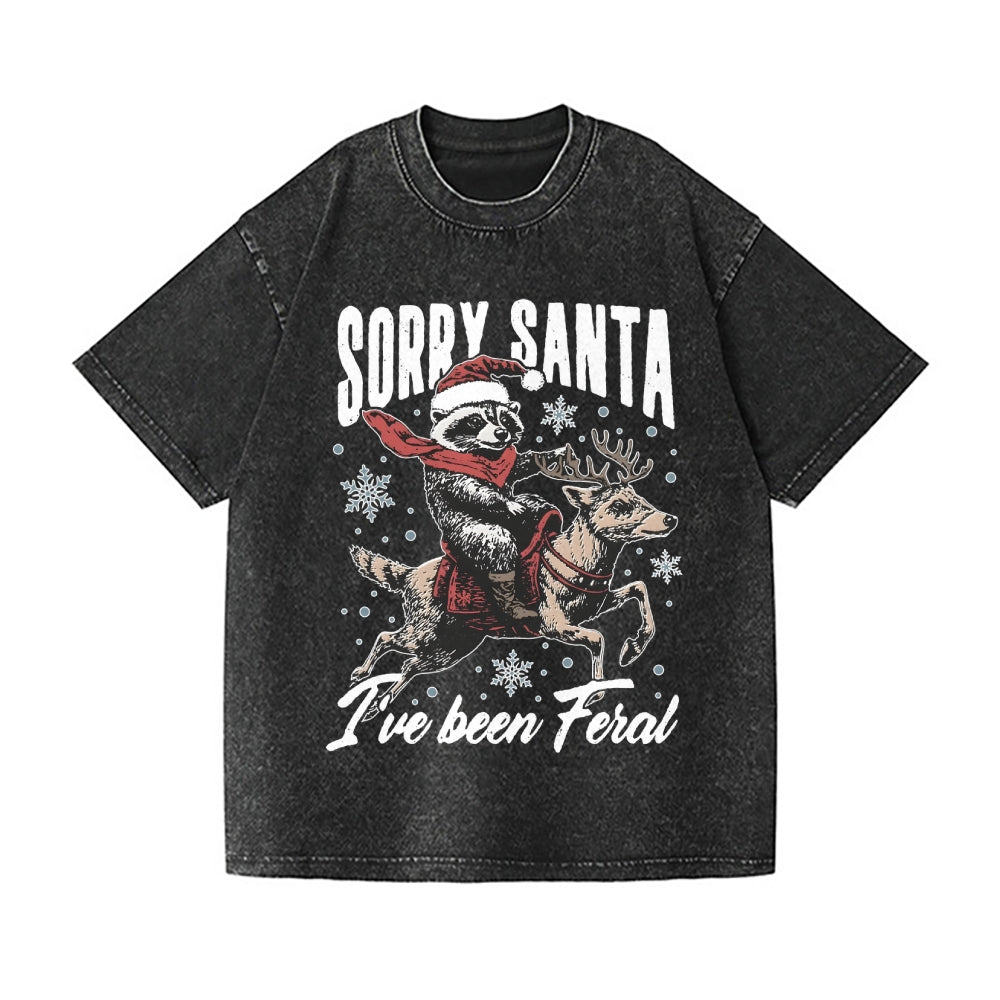 Raccoon Christmas Vintage Wash Japanese Design T-Shirt