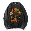 Halloween Party Vintage Cotton Wash Crewneck Long-Sleeve T-Shirt