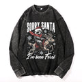 Raccoon Christmas Vintage Cotton Wash Crewneck Long-Sleeve T-Shirt
