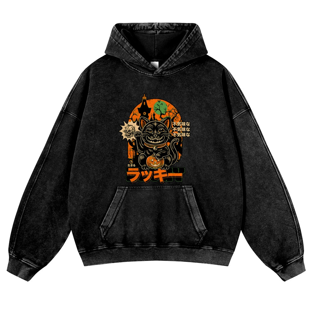 Halloween Party Vintage Washed Thick Cotton Hoodie