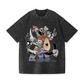 Battle Bard Cat With Fishbone Swords Vintage Wash Japanese Design T-Shirt