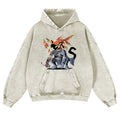 Cat Knight With Goldfish Hood Vintage Washed Thick Cotton Hoodie