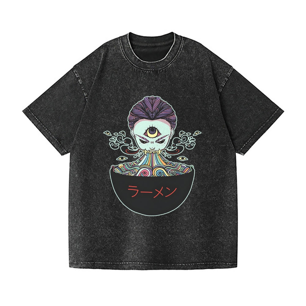 Ramen Noodles Monster Vintage Wash Japanese Design T-Shirt