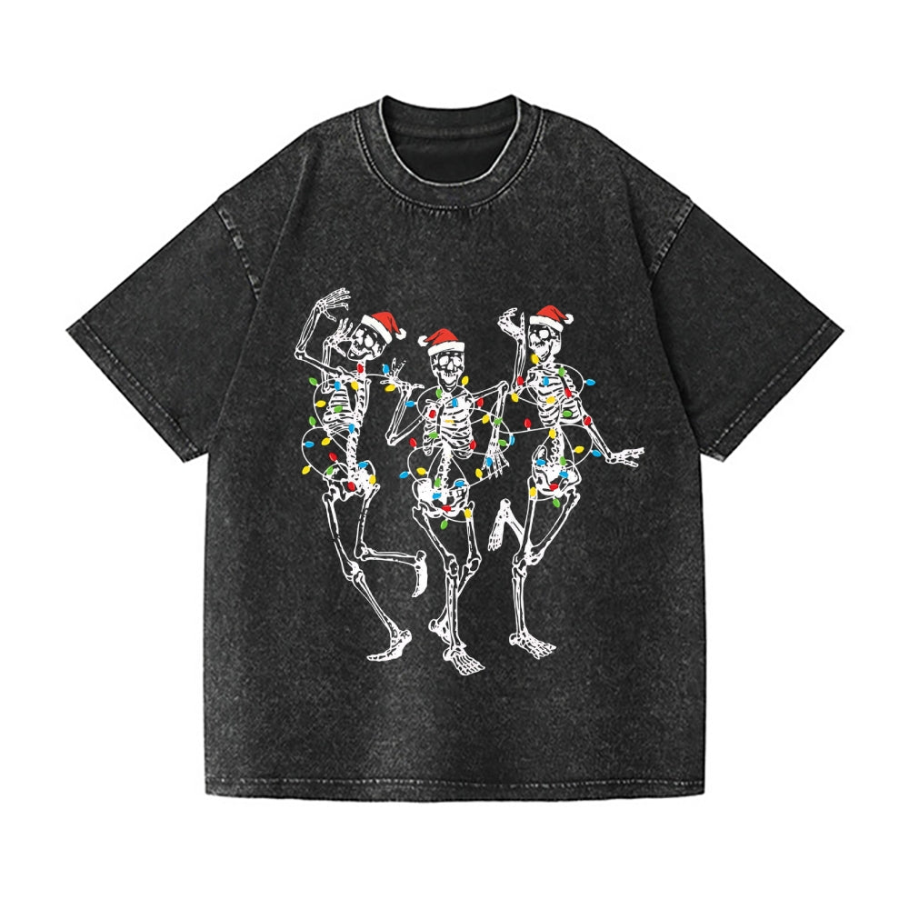 Skeletons Celebrate Christmas Vintage Wash Japanese Design T-Shirt