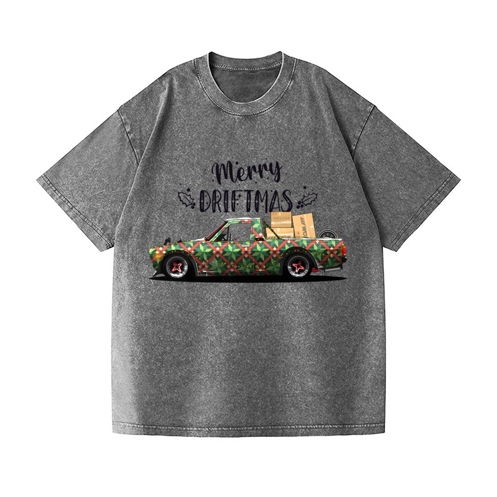 Merry Christmas Drift Car Vintage Wash Japanese Design T-Shirt