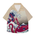 Octopus Great Wave Japanese Style Camp Shirt