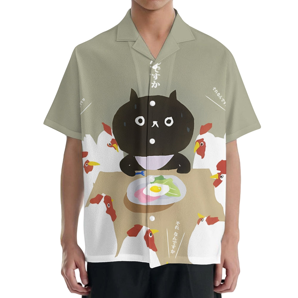 Cat Chicken Japanese Style Camp Shirt
