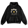 Tiger Eclipse Cat Vintage Washed Thick Cotton Hoodie